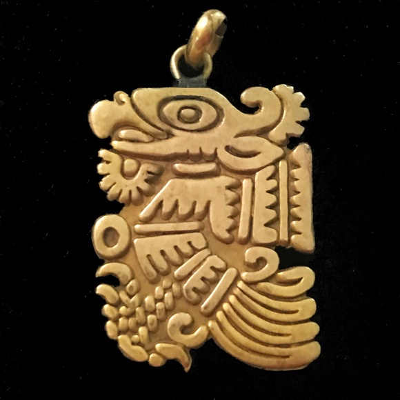 Citlali Aztec Quetzalcoatl "Feathered Serpent" 12K Gold Pendant - Picture 1 of 2